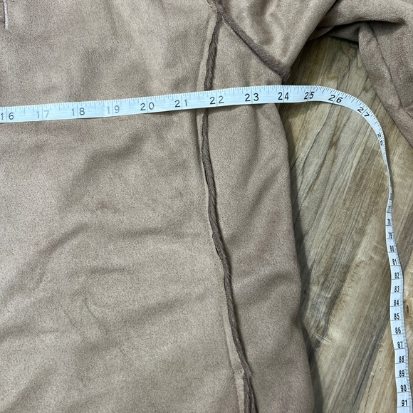 Sweet Jane Embroidered Hooded Faux Suede Fleece Lined Open Front Jacket Coat - Picture 3 of 15